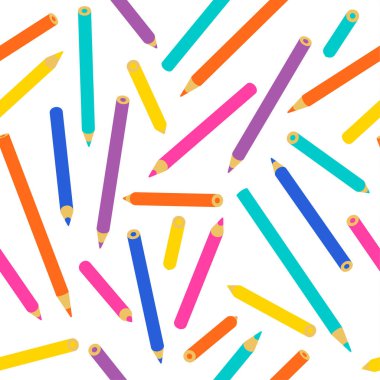 Renk kalem seamless modeli, çocuk dekorasyon canlı renkler. Renkli okul tekstil baskı veya grafik için arka plan sağlar. Eps10 vektör.