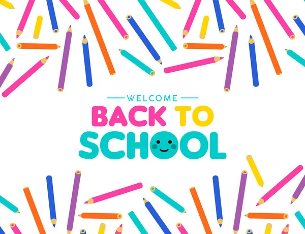 Welcome Back School Illustration Colorful Art Pencil Decoration Kids Fun — Stock Vector