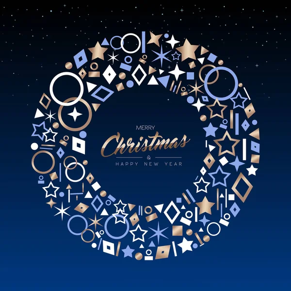 圣诞快乐新年贺卡设计与优雅的铜色装饰图标 使节日花圈形状 Eps10 — 图库矢量图片