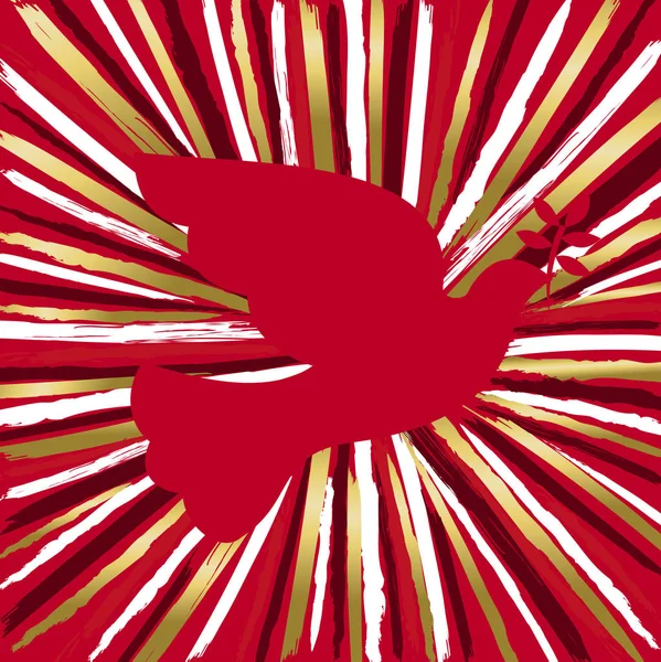 Paloma Lujo Paz Forma Pájaro Color Rojo Hecha Grunge Oro — Vector de stock