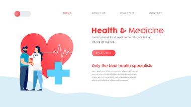 Online Doktor Hizmetleri web açılış sayfası şablonu. Sağlık ve tıp web sitesi kavramı Check-up, randevu veya tıbbi sınav için. Eps10 vektör.