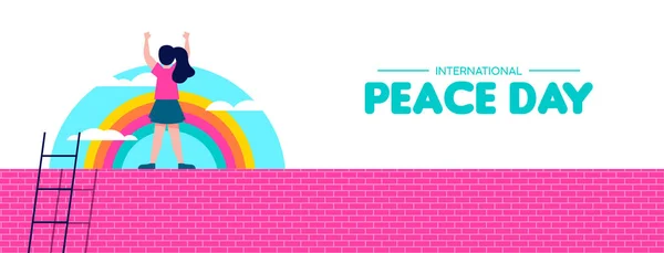 Διεθνή Ειρήνη Ημέρα Web Banner Εικονογράφηση Κόσμο Παιδιά Ελευθερία Έννοια — Διανυσματικό Αρχείο
