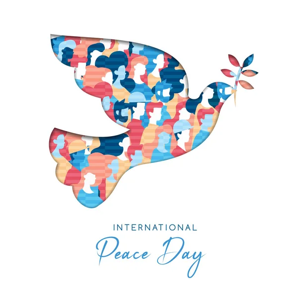 Διεθνής Ημέρα Ειρήνης Εικονογράφηση Χαρτί Περικοπή Στυλ Για Την Ενότητα — Διανυσματικό Αρχείο