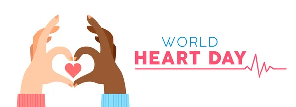 Світ День Серця Веб Банер Охорони Здоров Обізнаності Людські Руки — стоковий вектор