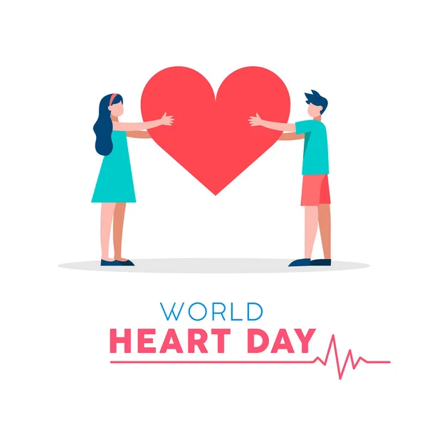 World Heart Day Illustration Love Support Concept Health Care Awareness — Stock Vector