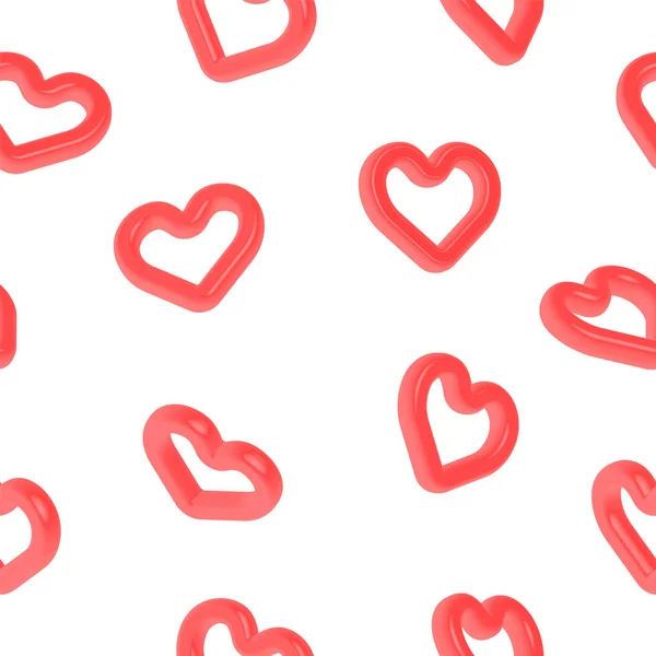 Heart Shape Seamless Pattern Red Heartshape Symbol Realistic Style Love — Stock Vector