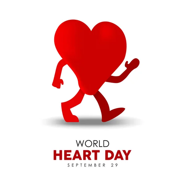 World Heart Day Illustration Healthy Lifestyle Exercise Concept Red Heartshape — Stock Vector