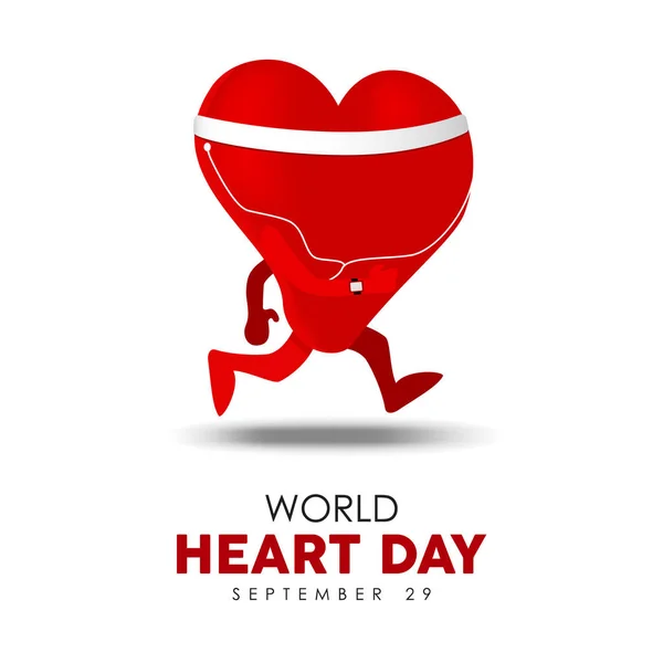 Światowy Dzień Serca Ilustracja Dla Zdrowego Stylu Życia Ćwiczenia Koncepcja — Wektor stockowy