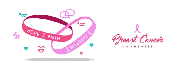 Breast Cancer Awareness Web Banner Pink Bracelet Health Support Concept — Stock Vector