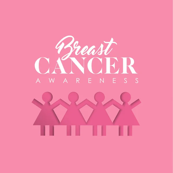Breast Cancer Awareness Month Illustration Survivor Women Unity Support Paper — Stock Vector