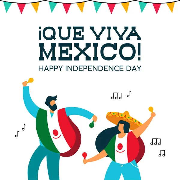 México Ilustración Del Día Independencia Amigos Mexicanos Divertidos Fiesta Con — Vector de stock