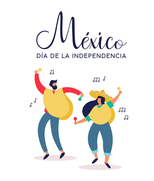 Ilustração Dia Independência México Espanhol Divertidos Amigos Mexicanos Festa Com — Vetor de Stock