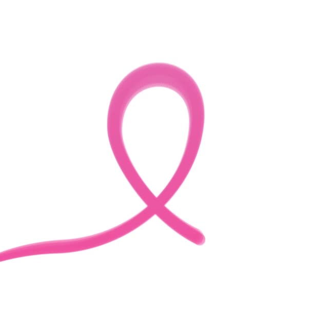 Breast Cancer Awareness Månad Fyrkantigt Format Video Rosa Band Ritning — Stockvideo