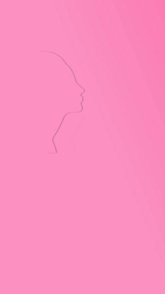 乳房のがん啓発月間 垂直ビデオ ピンクの健康サポートのための女性の顔 キャンペーン テンプレート プレゼンテーションのアニメーション携帯電話の形式 — ストック動画