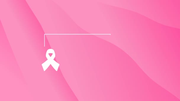 Breast Cancer Awareness Month Illustration Pink Wave Background Ribbon Text — Stock Video