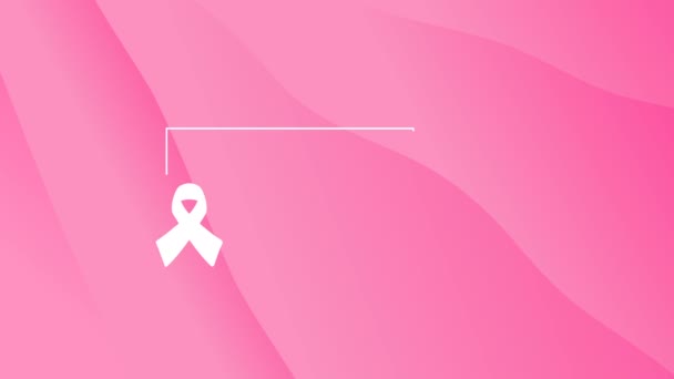 Breast Cancer Awareness Maand Illustratie Van Roze Golf Achtergrond Lint — Stockvideo