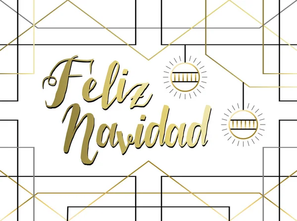 Joyeux Noël Carte Vœux Langue Espagnole Feliz Navidad Style Géométrie — Image vectorielle