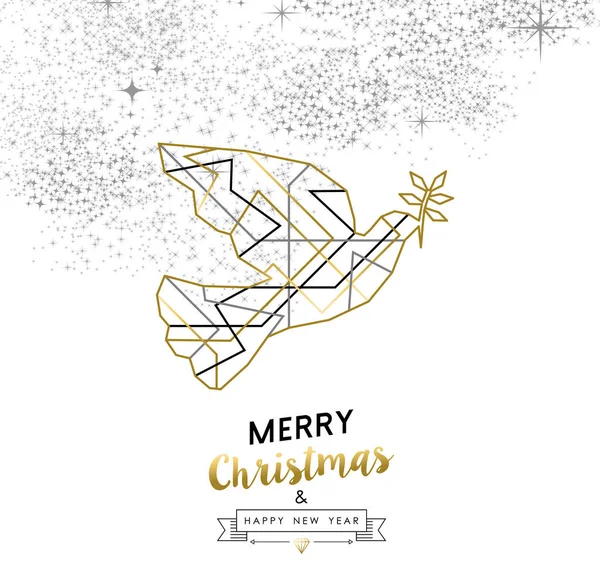 Merry Christmas Happy New Year Vredesduif Art Deco Geometrie Kaderstijl — Stockvector