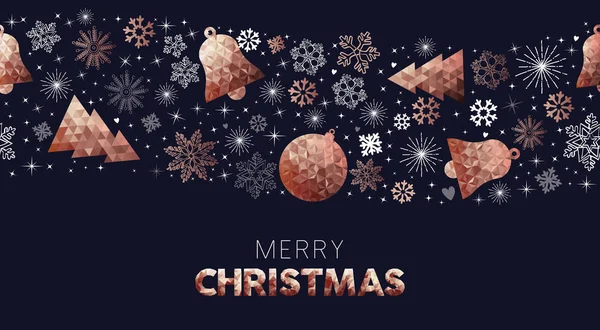 Веселий Різдвяний Дизайн Вітальної Листівки Мідними Прикрасами Намальованими Вручну Елементами — стоковий вектор
