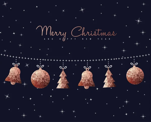 Рождеством Христовым Новый Год Украшения Медном Цвете Элементами Орнамента Идеально — стоковый вектор