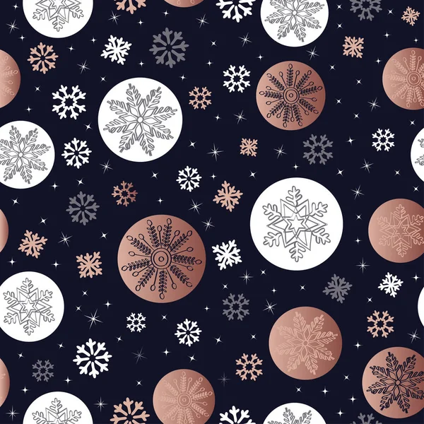 Copper Christmas Seamless Pattern Hand Drawn Snow Decoration Holiday Season — Stock Vector