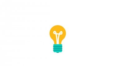 Yeni fikir kavramı 2d animasyon enerji lamba. Ampul izole sembolü doodle için app kullanıcı arabirimi, iş çözüm web ya da yaratıcı yenilik hareket grafik 4 k görüntüleri.
