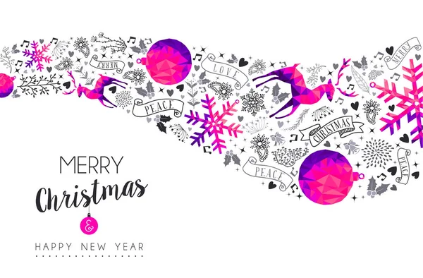 Feliz Navidad Feliz Año Nuevo Diseño Tarjetas Felicitación Renos Poli — Vector de stock