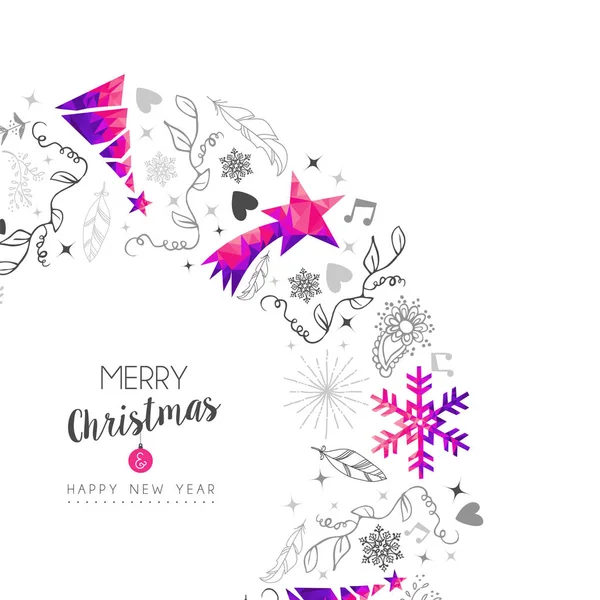 Feliz Navidad Feliz Año Nuevo Diseño Tarjeta Felicitación Pino Rosa — Vector de stock