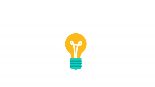 Idé Koncept Animation Energi Lampa Light Bulb Isolerade Symbol Doodle — Stockvideo