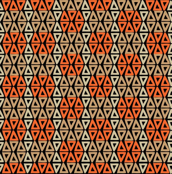 Ethnische Handgezeichnete Dreieck Nahtlose Muster Hintergrund Mit Bunten Stammesfolklore Formen — Stockvektor