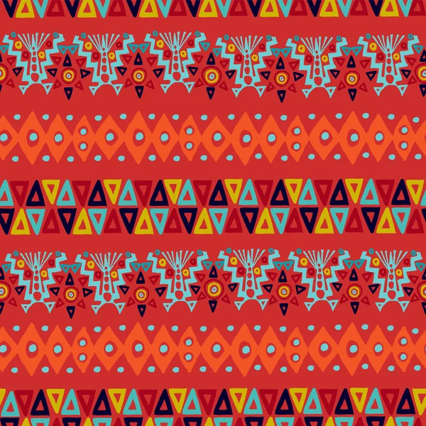 Estilo Étnico Boho Tribal Sin Costuras Patrón Fondo Con Formas — Vector de stock