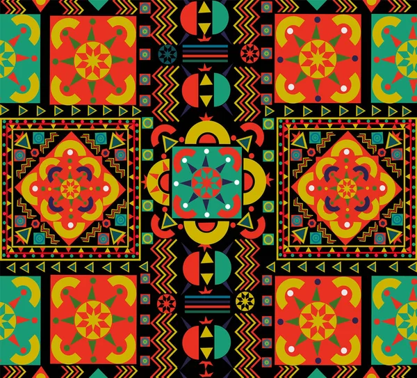 Azulejo Patrón Sin Costuras Con Mosaico Colores Patrón Retro Boho — Vector de stock