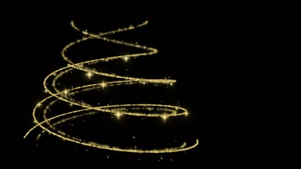Oro Modello Sfondo Albero Natale Percorso Glitter Rendendo Forma Pino — Video Stock