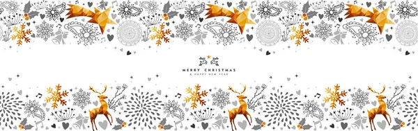 Joyeux Noël Bonne Année Bannière Web Avec Motif Décoration Ornement — Image vectorielle