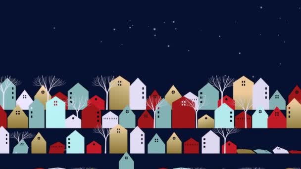 Modèle Carte Noël Nouvel Maisons Noël Hiver Avec Père Noël — Video