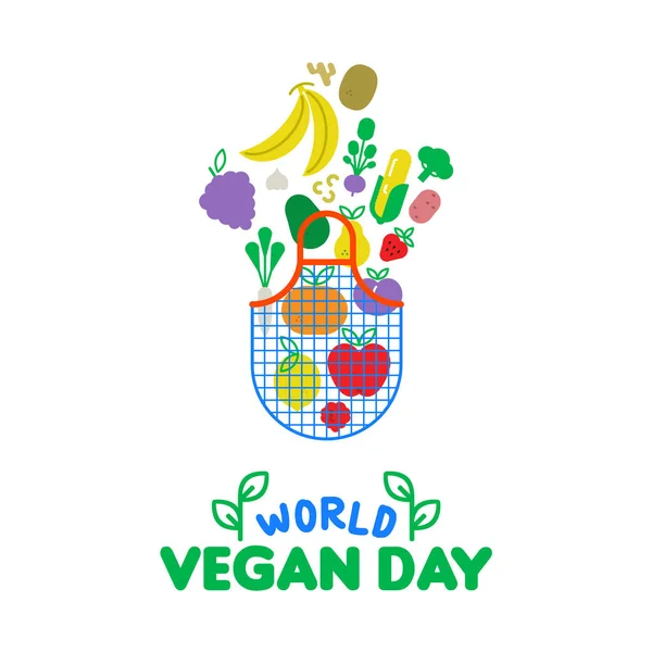 Journée Mondiale Végétalienne Carte Vœux Illustration Pour Régime Spécial Une — Image vectorielle