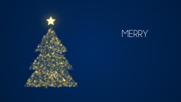 Zlatý vánoční stromeček motion Grafika pozadí šablony s tvarem borovice zlatými třpytkami. Elegantní video přání pro nový rok party nebo oslavu události. 4 k kvalitní vánoční animace záběry.