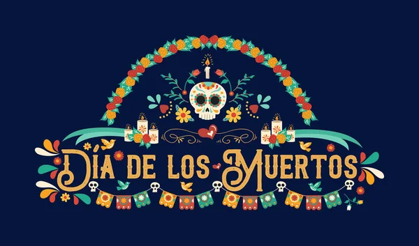 Día Ilustración Tarjeta Felicitación Muerta Español Para Celebración Tradicional Las — Archivo Imágenes Vectoriales