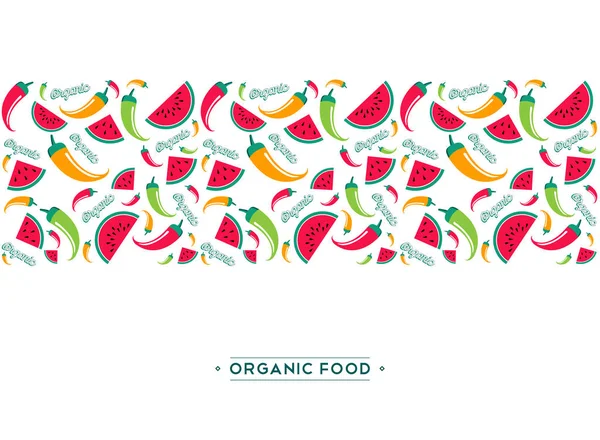 Bio Lebensmittel Menü Design Illustration Für Gesunde Ernährung Mit Bunten — Stockvektor