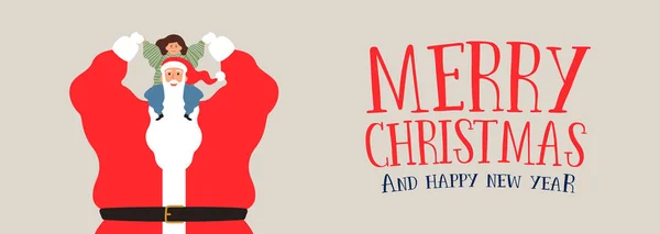 Feliz Natal Feliz Ano Novo Web Banner Ilustração Papai Noel —  Vetores de Stock