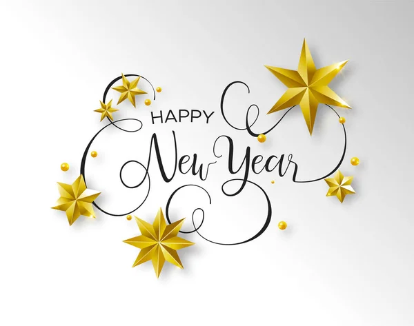 Szczęśliwego Nowego Roku Kaligraficzne Życzeniami Lub Strony Zaproszenie Ilustracja Typografia — Wektor stockowy