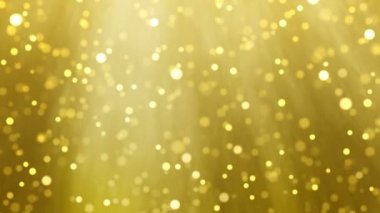 Altın Noel ışık döngü arka plan, glitter etkisi şablonu. Zarif altın parçacıkları kutlama olay tebrik veya tatil ekran koruyucu için düşen bulanıklık. Noel kartı 4k animasyon film.