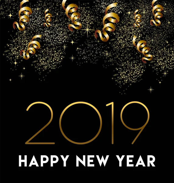 Frohes Neues Jahr 2019 Grußkarten Design Mit Goldenem Konfetti Und — Stockvektor