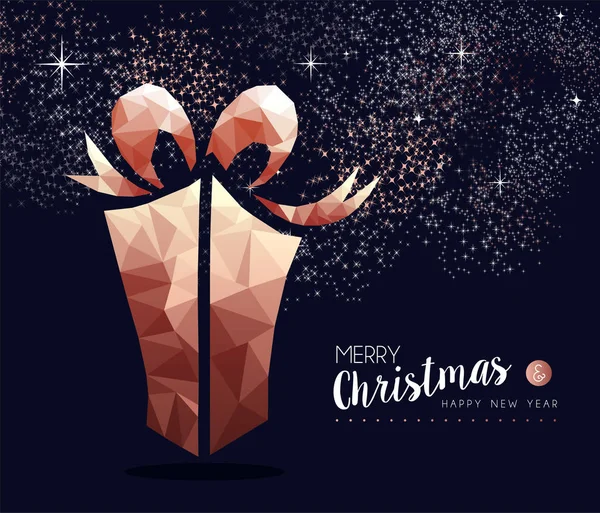 Feliz Navidad Feliz Año Nuevo Caja Regalo Cobre Lujo Triángulo — Vector de stock