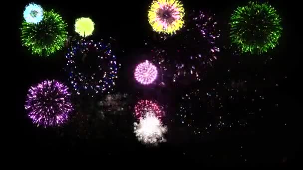 Fogos Artifício Férias Natal Ano Novo Céu Noturno Animação Gráfica — Vídeo de Stock