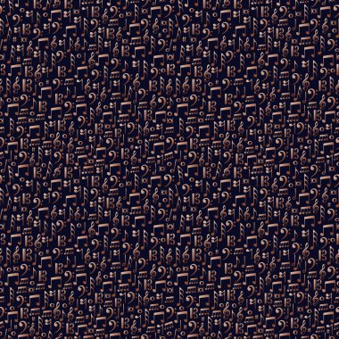 Bakır müzik notlar seamless modeli. Müzikal sembolleri splash arka plan illüstrasyon.