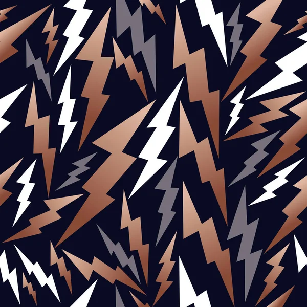 Fancy Koppar Retro Talet Mode Sömlösa Mönster Thunder Bolt Ray — Stock vektor