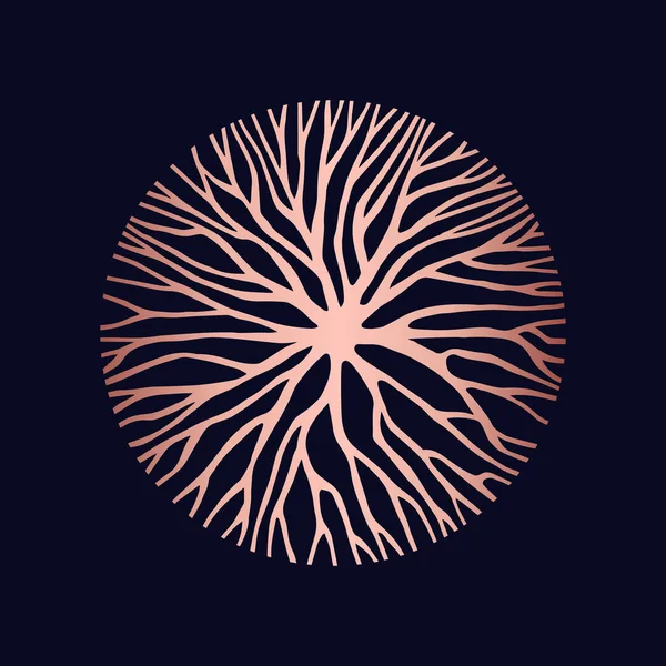 Illustration Abstraite Forme Cercle Cuivre Branches Racines Arbres Pour Conception — Image vectorielle