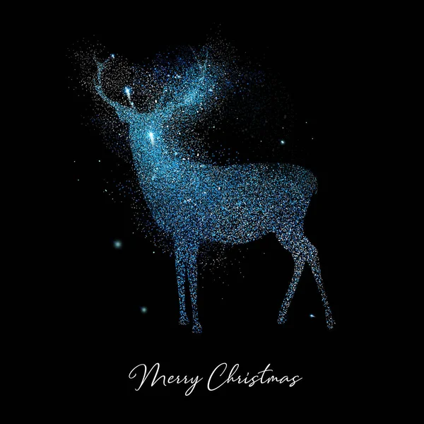 Veselé Vánoční Modrý Jelen Luxusní Design Karty Pozdravem Soby Kovové — Stockový vektor