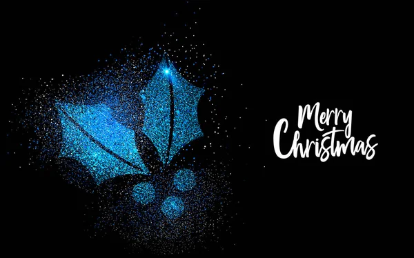 Neşeli Noel Lüks Tebrik Kartı Tasarımı Glitter Toz Siyah Zemin — Stok Vektör